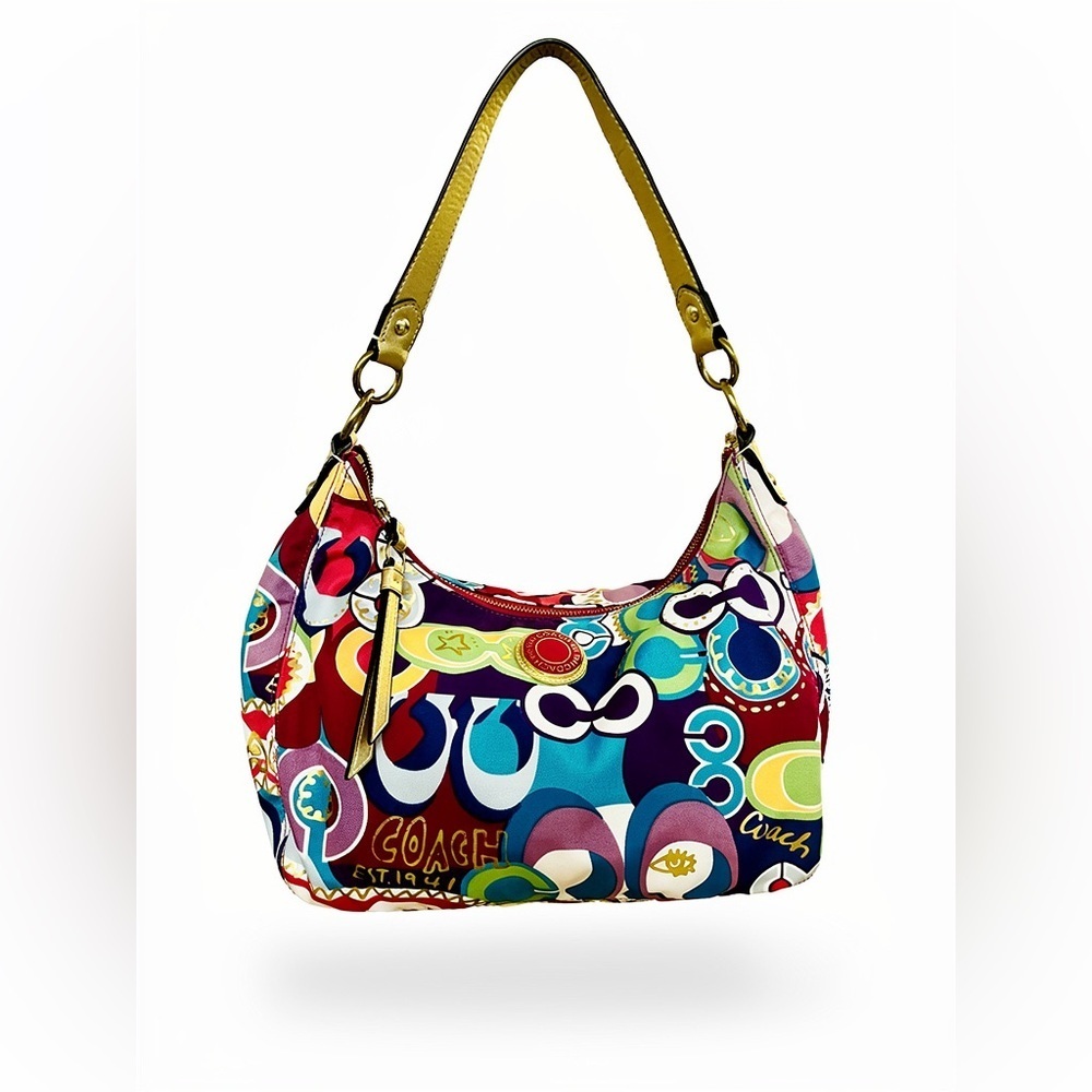 RARE 2012 Coach Poppy Pop C Hobo Bag Vibrant Multicolor Graffiti /Dust Bag/ COA